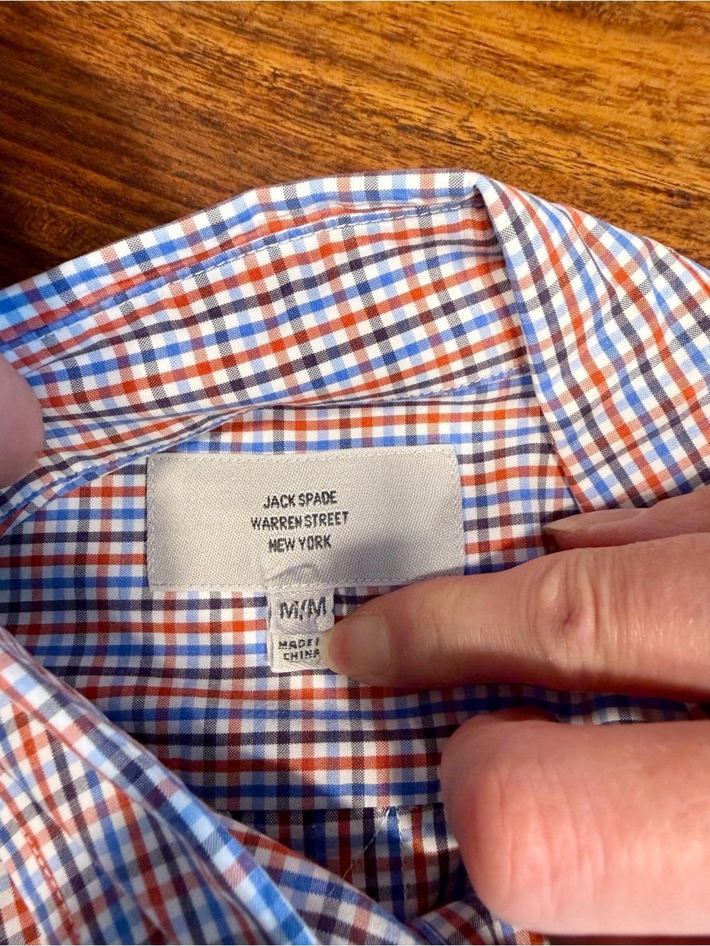 Jack Spade Men’s Blue & Orange Gingham Button-Down Shirt